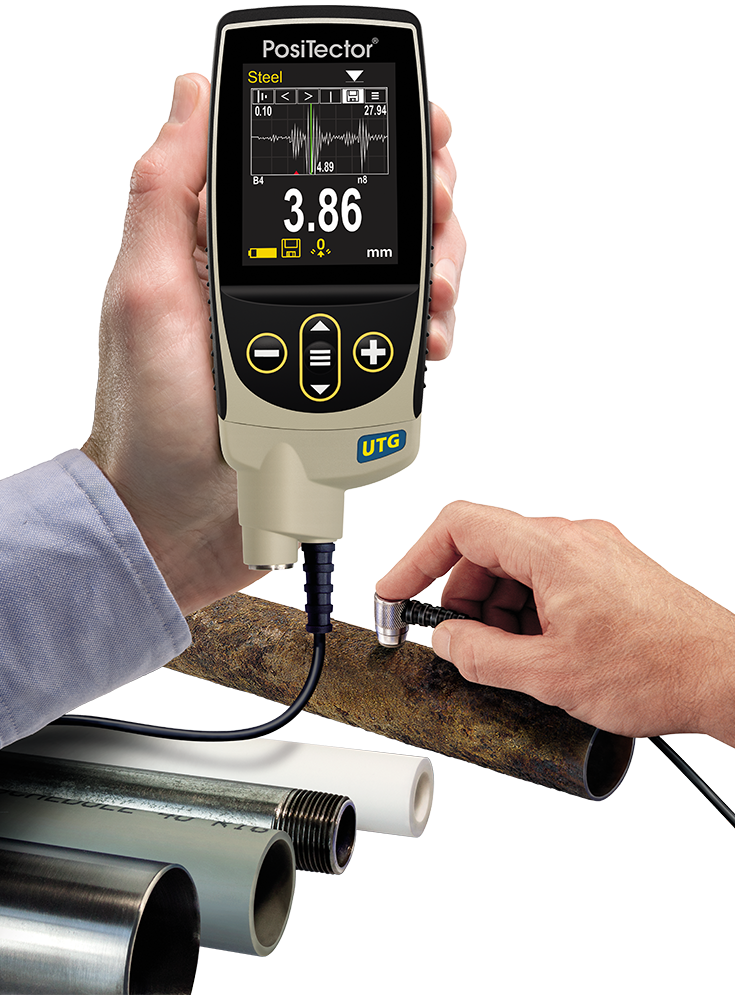 DeFelsko UTGC3-G PosiTector UTG C3 Advanced Ultrasonic Thickness Gage With PRBUTGC-C Corrosion Cabled Probe Type 5 MHz Dual Element, Range 0.040" To 5.000"