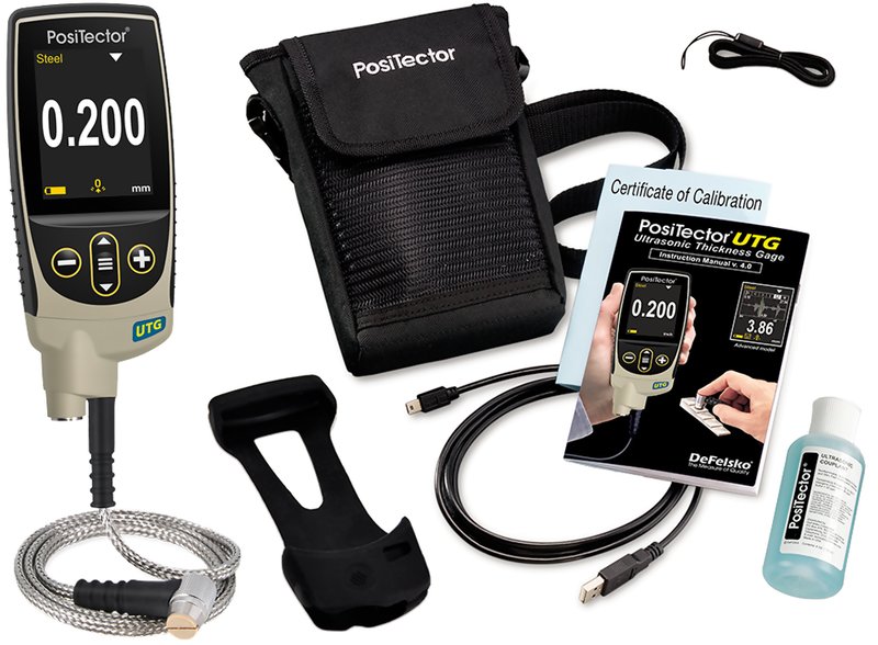 DeFelsko UTGCX1-G Positector UTG CX1 Standard Ultrasonic Thickness Gage With PRBUTGCX-C Xtreme Corrosion Cabled Probe Type 5 MHz Dual Element, Range: 0.040" - 5.000"