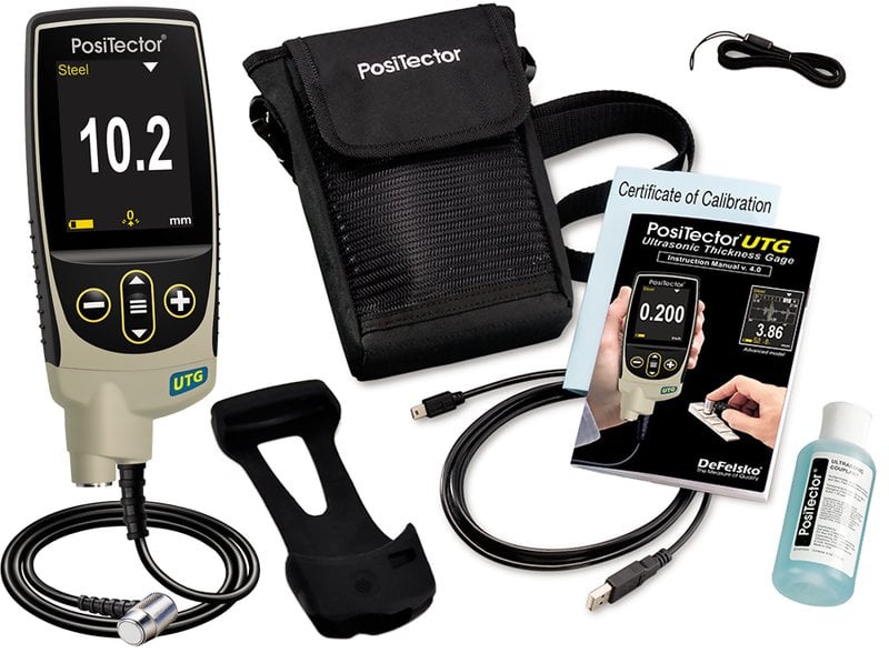 DeFelsko UTGM1-G Positector UTG M1 Standard Ultrasonic Thickness Gage With PRBUTGM-C Multiple Echo Cabled Probe, Type 5 MHz Contact, Range 0.100" to 5.000"