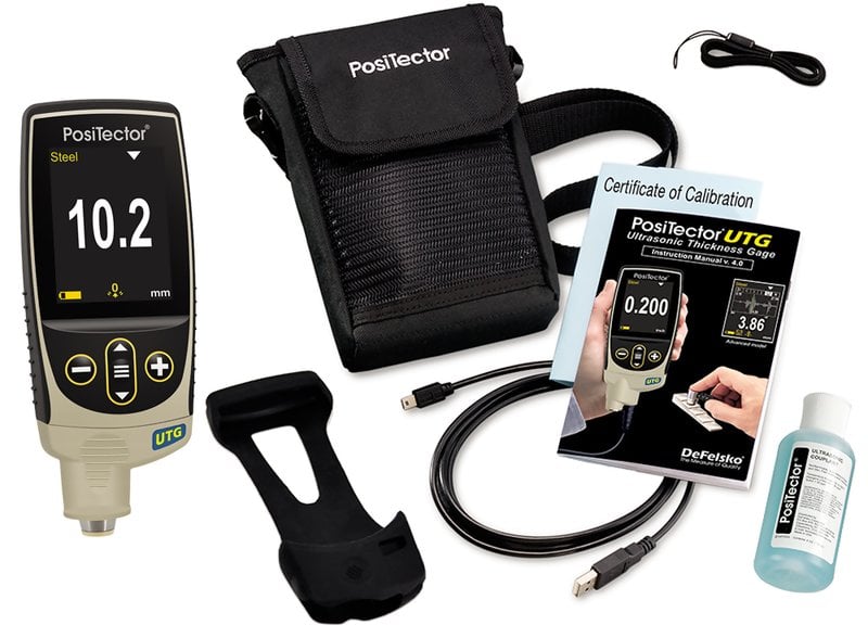 DeFelsko UTGCA3-G PosiTector UTG CA3 Advanced Ultrasonic Thickness Gage With PRBUTGCA-C Corrosion Integral Probe Type 5 MHz Dual Element, Range 0.040" To 5.000"