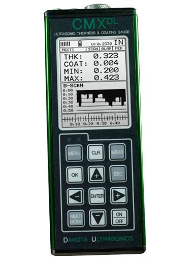 Dakota Ultrasonics CMXDL-H Data-Logging Combination Coating and Wall Thickness Gauge with High Temp Transducer, up to 300 degrees F